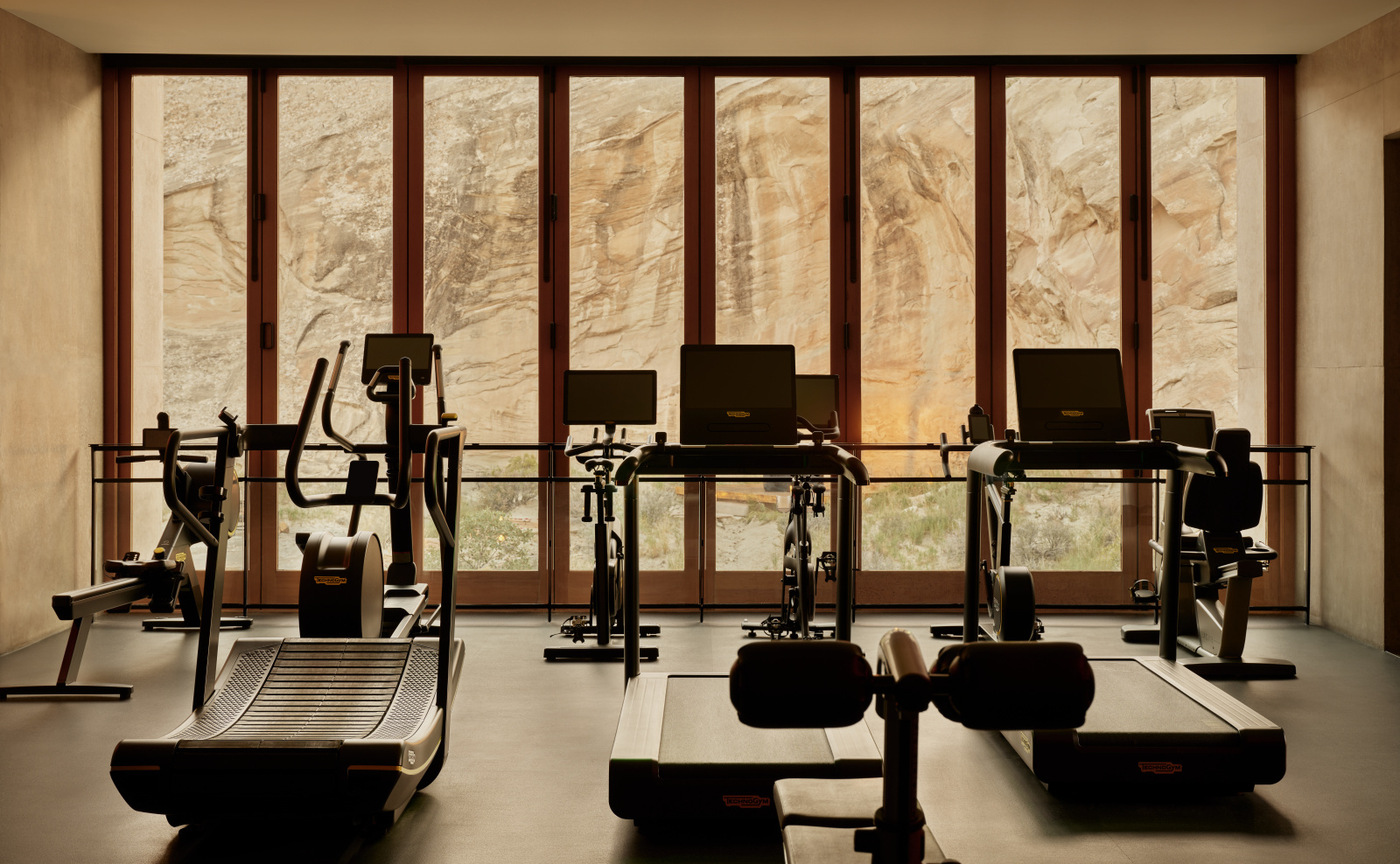 Technogym cardio and strength room at Amangiri