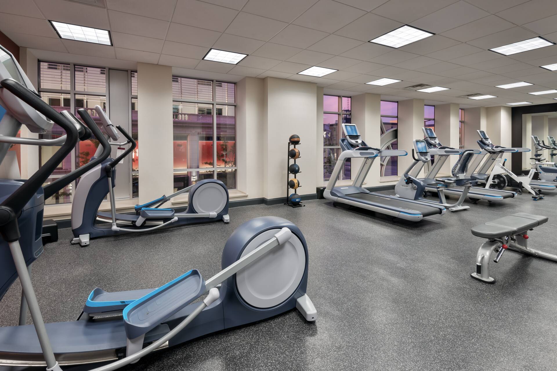 Fitness center at DoubleTree Club by Hilton Buffalo Downtown