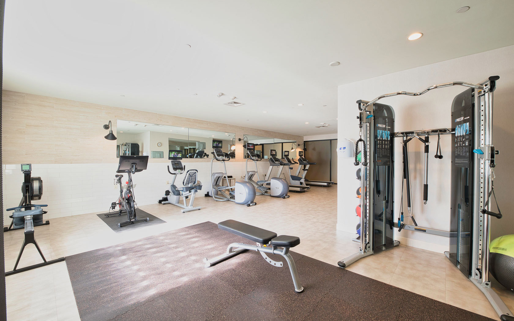 Fitness center at Delamar West Hartford