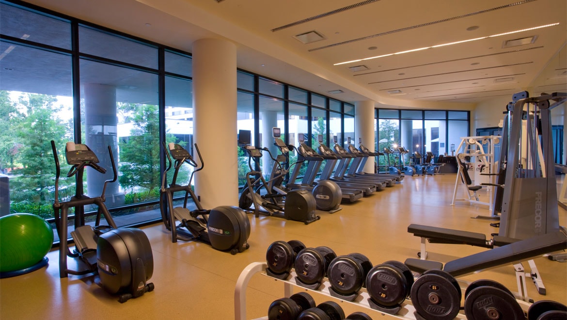 Fitness center at Omni Houston Hotel