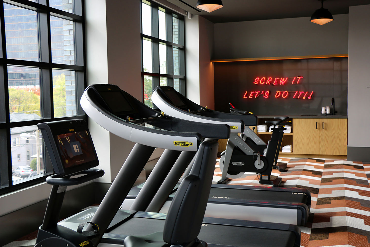 Fitness center at Virgin Hotels Nashville