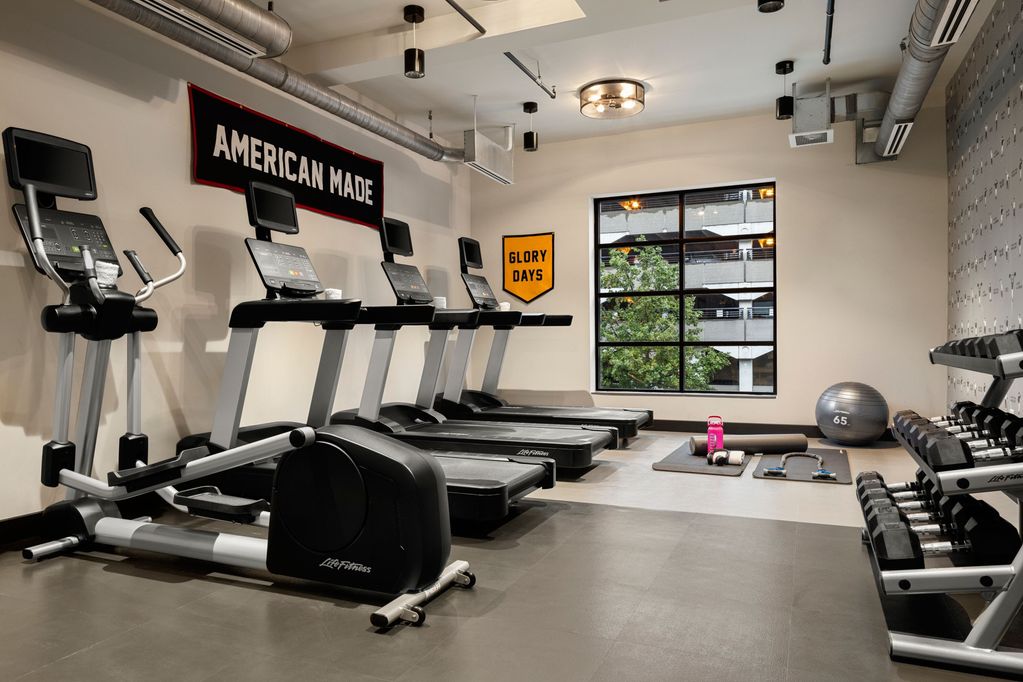Fitness center at Moxy Omaha Downtown