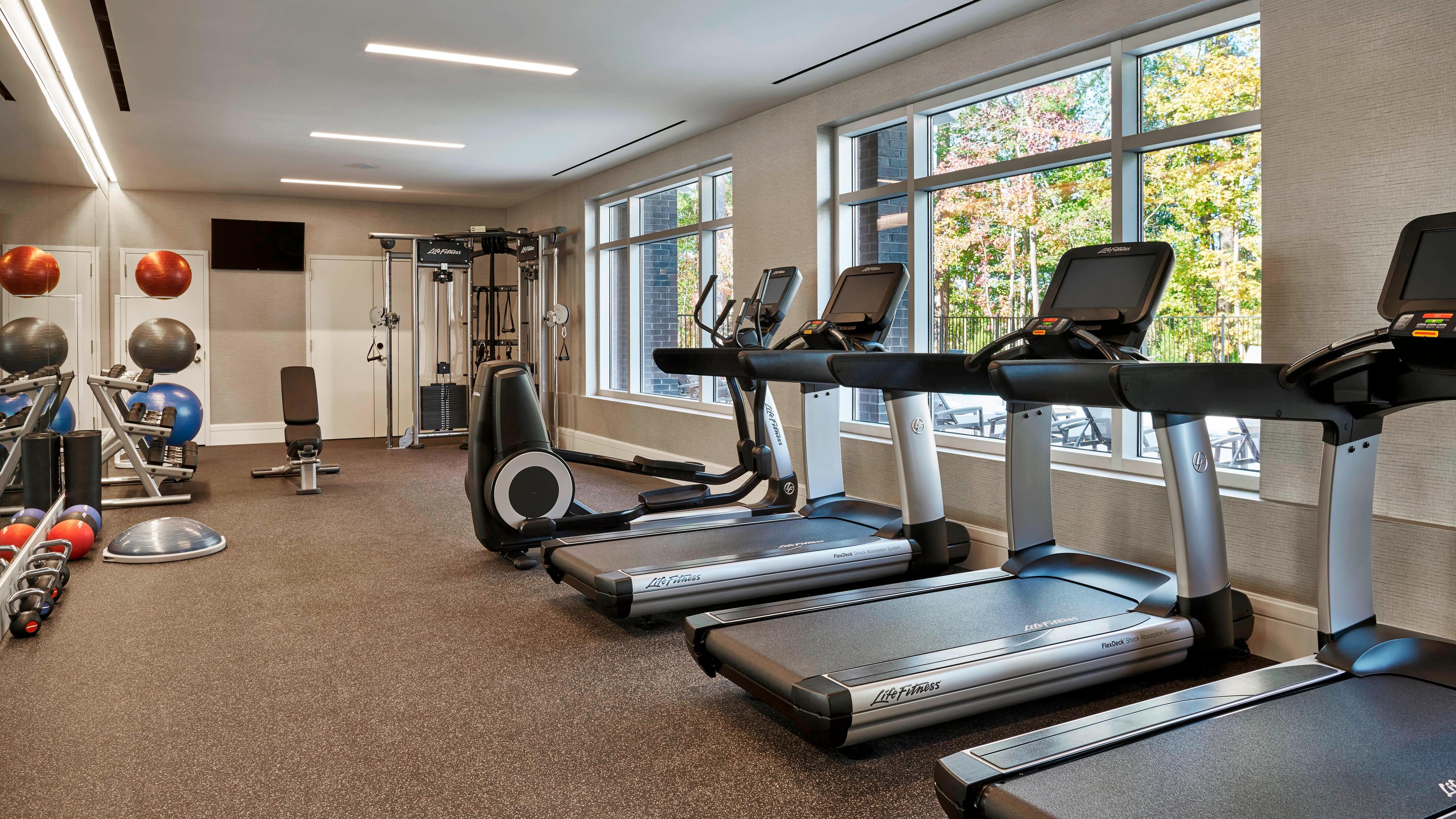 Fitness center at The StateView Hotel, Autograph Collection
