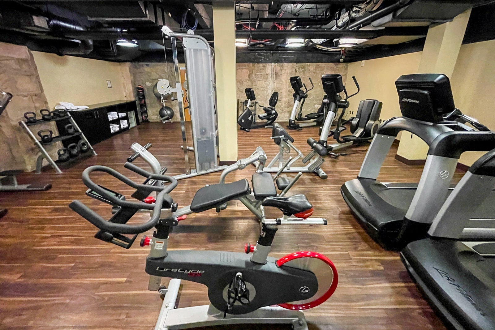 Fitness center at The Crawford Hotel